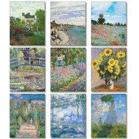 9Pcs Claude Monet Artwork Paintings Art Posters,Water Lilies Monet Prints, Monet Artwork for Walls, Claude Famous Art Prints Posters, 8X10inch,Unframed