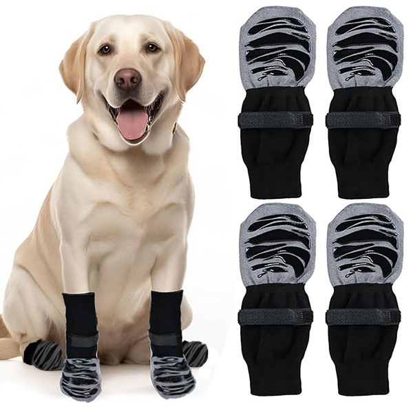 YQkangzhu 4 Pcs Non Slip Dog Socks to Prevent Licking