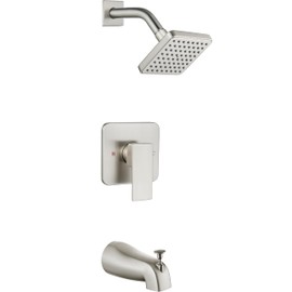Heyalan Shower Faucet Set with Tub Spout Shower Trim Kit and Single-Handle Set, Shower Valve Included, Bathtub Faucet Set,4 Inch ABS Square Shower Head,Brushed Nickel