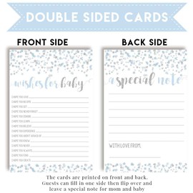 Blue & Silver Twinkle Little Star Boy Baby Wishes Cards 20, 4"x6" - Great Keepsake and Fun Activity for Baby Showers - Wishes for Baby Keepsakes Last Generations - Fill-In, Double-Sided Cards