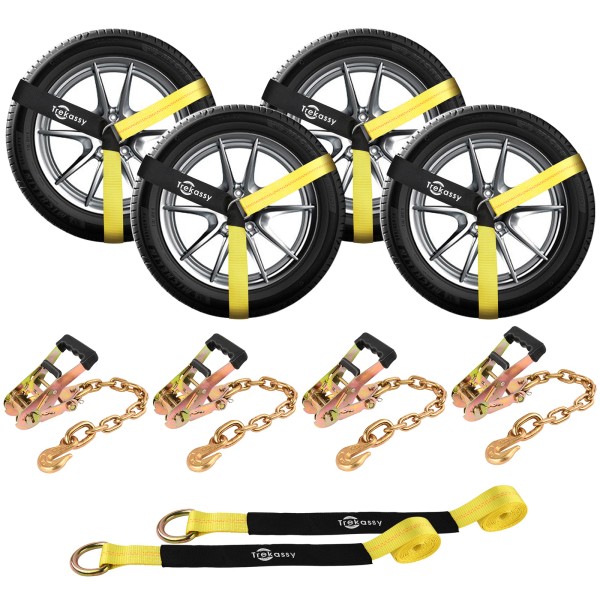 Trekassy 4 Pack Lasso Ratchet Straps Car Tie Down Straps