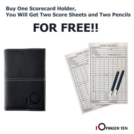 FINGER TEN Golf Scorecard Scorecard Holder Leather with 2 Scorecards Colour Black Brown Blue Pack (Brown)