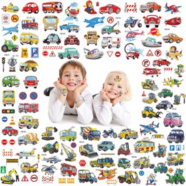EJJUOO Temporary Tattoo Kids Car, 10 Sheets 80pcs Race Car Temporary Tattoos Sticker,for Kids Boys Girls Truck Car Birthday Party Decorations Racing Car Party Favors Temporary Tattoos Stickers