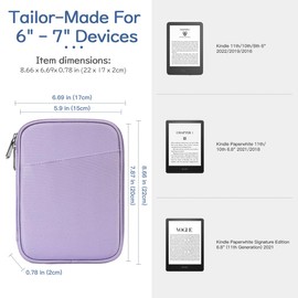 Vinabilia 6-7 Inch Sleeve Case Compatible with 6 Inch Kindle 11th Gen 2024 2022/10th 8th Gen 2019 2016, 6.8"/7" Kindle Paperwhite 12th/11th/10th Gen 2024/2021/2018, Kindle Oasis E-Reader, Grey Purple