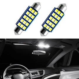 QZTYTY 2PCS 578 LED Extremely Bright Bulbs, Car Led Lights Interior, 400LM 2835 Chipsets for LED Interior Dome Map Door Lights Bulbs 211-2 212-2 569 6411 6451 41mm 42mm 1.65inch 6500K (White, 2PCS)