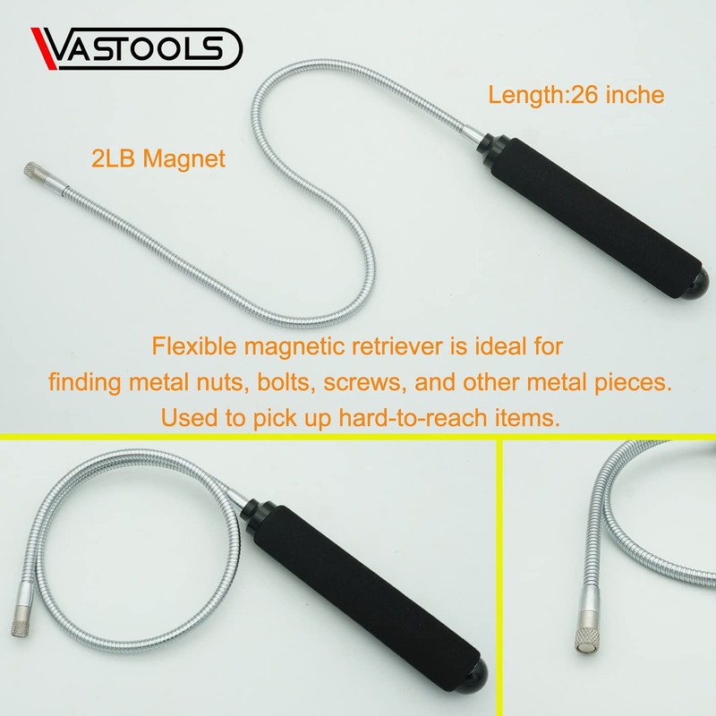 VASTOOLS Flexible Magnetic Pickup Tool Set, 2LB & 5LB, 25"