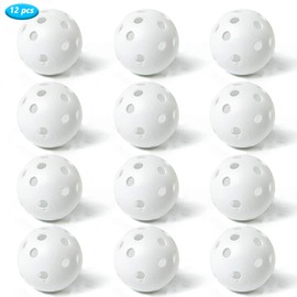 THIODOON Golf Practice Ball Air Flow Hollow Practice Golf Balls 40mm Plastic Golf Balls for Swing Practice Driving Range Home Outdoor Golf Games for Adults Kids 12 Pack (White, 12 pcs)