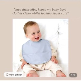 willow+sim WILLOW + SIM Waterproof Baby Bibs - Toddler Bib w/food catcher, New, light Blue