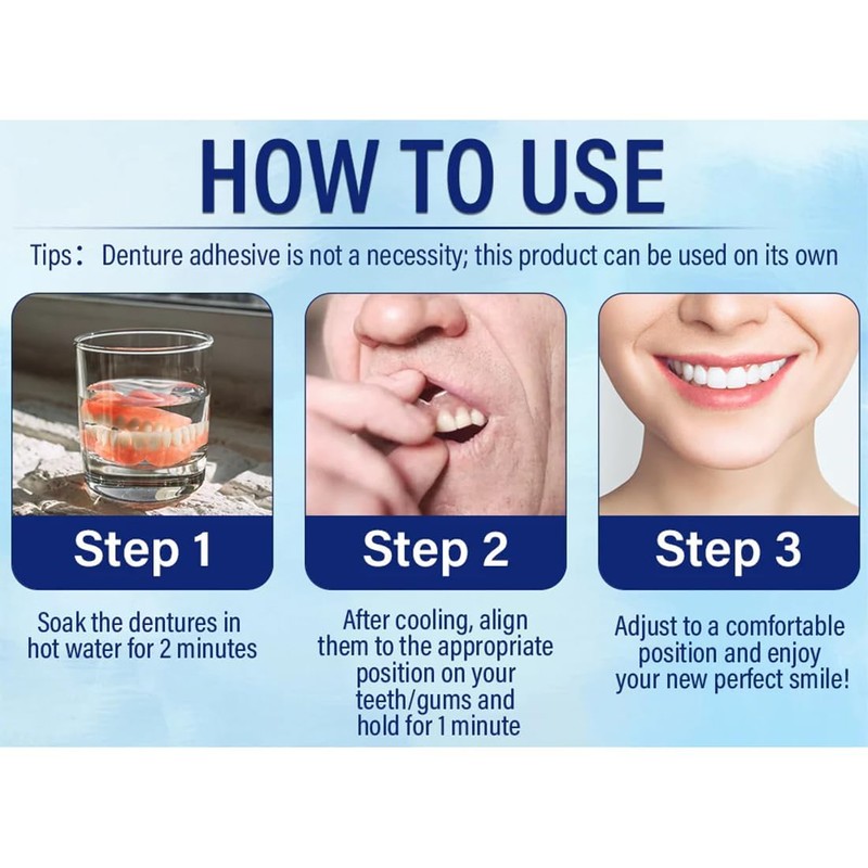 2PCS Silicone Reline Denture Set, Silicone Dentures