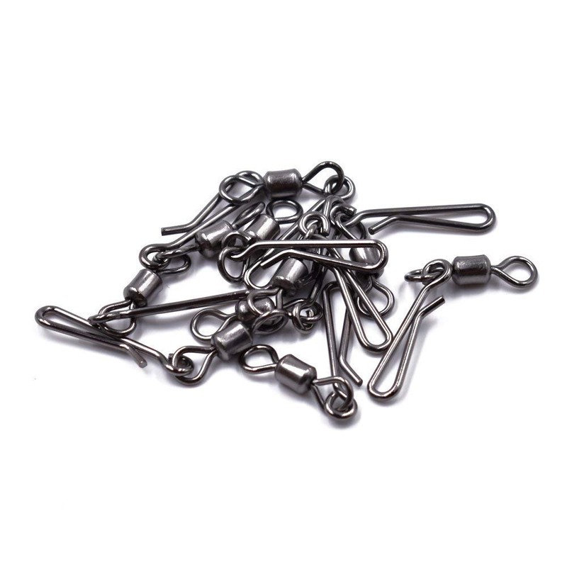 100Pcs Fishing Rolling Swivels Hanging Snaps Size 2#~10# Fishing Swivels