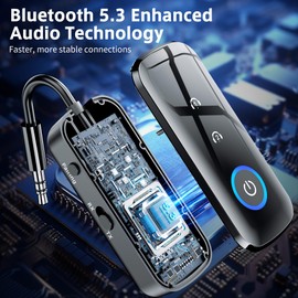 2 in 1 Bluetooth 5.3 Transmitter Receiver, SONRU Travel Essentials Airplane Headphone Adapter Airfly Wireless Adapter with 3.5mm AUX Compatible with 2 AirPods Wireless Headphones