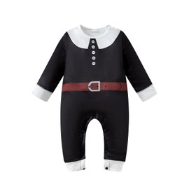 Pilgrim Costume Baby Boys Thanksgiving Romper With hat Colonial Style Pilgrim (Black,3-6 Months)