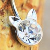 Pierced Owl 14GA 316L Stainless Steel CZ Crystal Cat Head