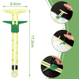 Measuring Sewing Ruler Sewing Slide Gauge Sewing Seam Ruler Measuring Gauge Ruler Sizer Helper Aluminum Plastic Sliding Gauge 5 in 1 Measuring Sewing Ruler Tool Set of 2 (Yellow+White)