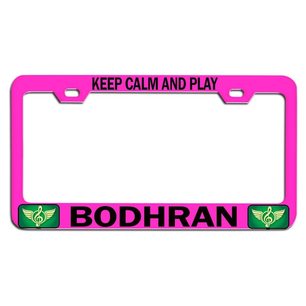 Custom Brother - Keep Calm and Play Bodhran Pink Steel