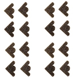 Leadigol 16Pcs Antique Brass Edge Corner Protectors,Antique Corner Furniture Decorative Corner Protector Corner Decorative Protector Edge Cover Desk Edge Box Corner Corner Brackets Protector