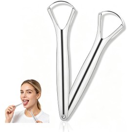 Set de 2 Cepillo de Lengua de Acero Inoxidable con Estuche de Transporte, Kit de Limpieza Bucal para Limpiador de Raspado de Lengua Oral para Eliminar el Mal Aliento, Fácil de Limpiar (D)