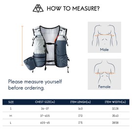 Haimont Trail Running Backpack for Men and Women, with 2 Water Bottles, 500 ml, Ultralight Running Vest, Jogging, Camping, Hiking, M, Grey