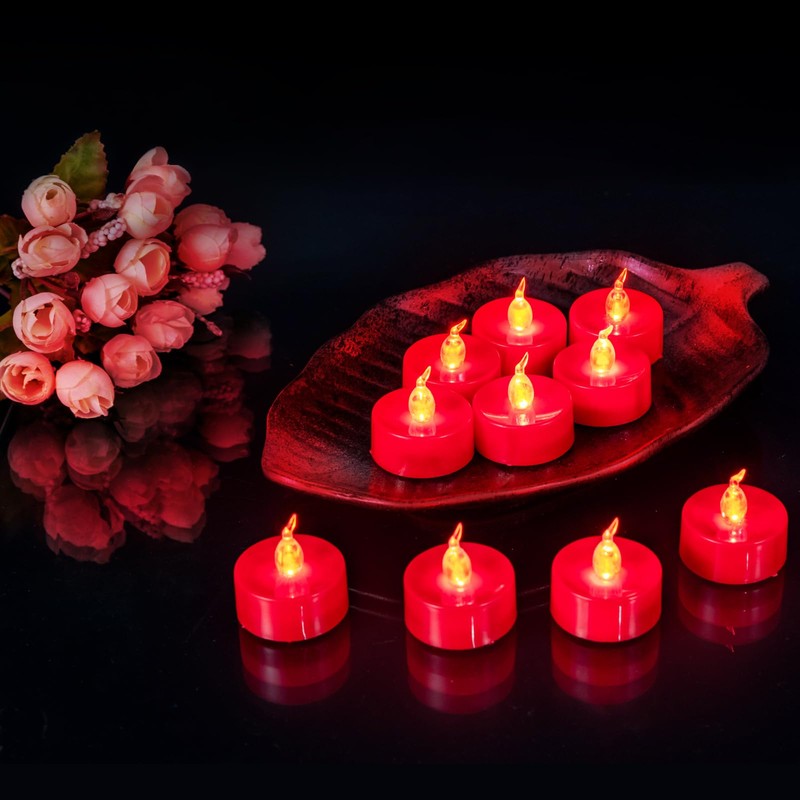 Windshell 24 PCS Real Red Flickering Flame Tea Lights(Red LED