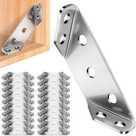 Pack of 20 Corner Connectors, Stainless Steel, Corner Brackets, Triangle Support Angle Connectors, Metal Angle Brackets, Mounting Brackets, Furniture Building Corner Brackets, Wood Connectors