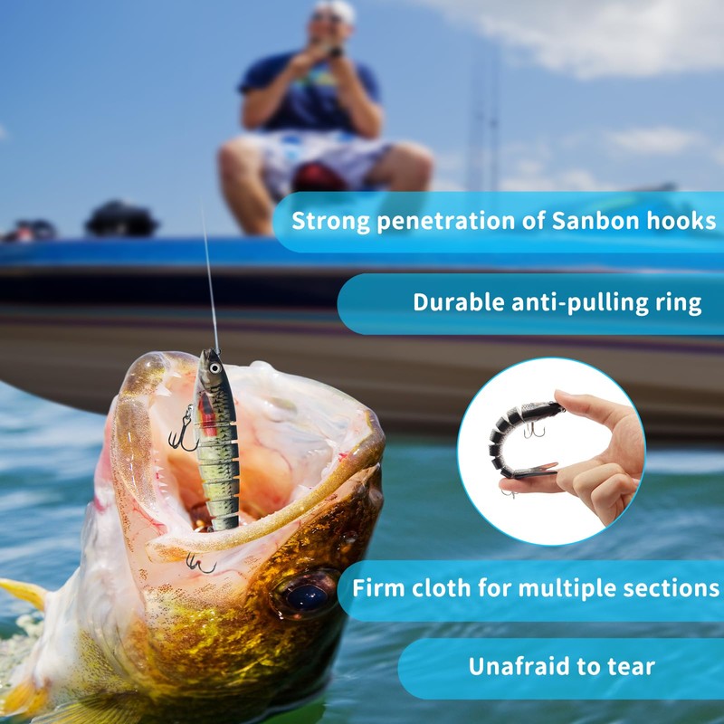 HYran Angelköder, 5 Stück Wobbler Hecht Köder, Barsch Köder, Angelköder