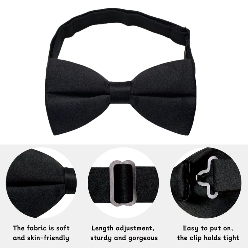 Guokoo Bow Ties for Men Solid Color Bow Tie Pre-Tied
