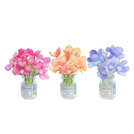 DUSCOKE 3PCS Hydrangea Flower Car Accessories, Cute Funny Glass Vase Dashboard Decorations, Mini Floral Rear View Mirror Ornaments, Bouquet Car Interior Aesthetic for Women Present (Hydrangea)