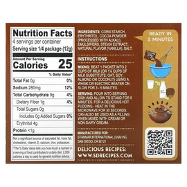Natural Simply Delish Plant-Based Instant Pudding, Chocolate, Sugar Free, 1.7 oz (48 g)