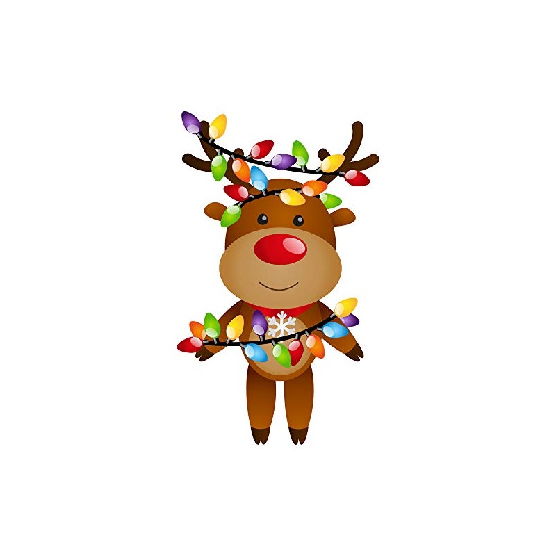 Happy Christmas Reindeer High Quality Double-Sided Static Cling Window Sticker