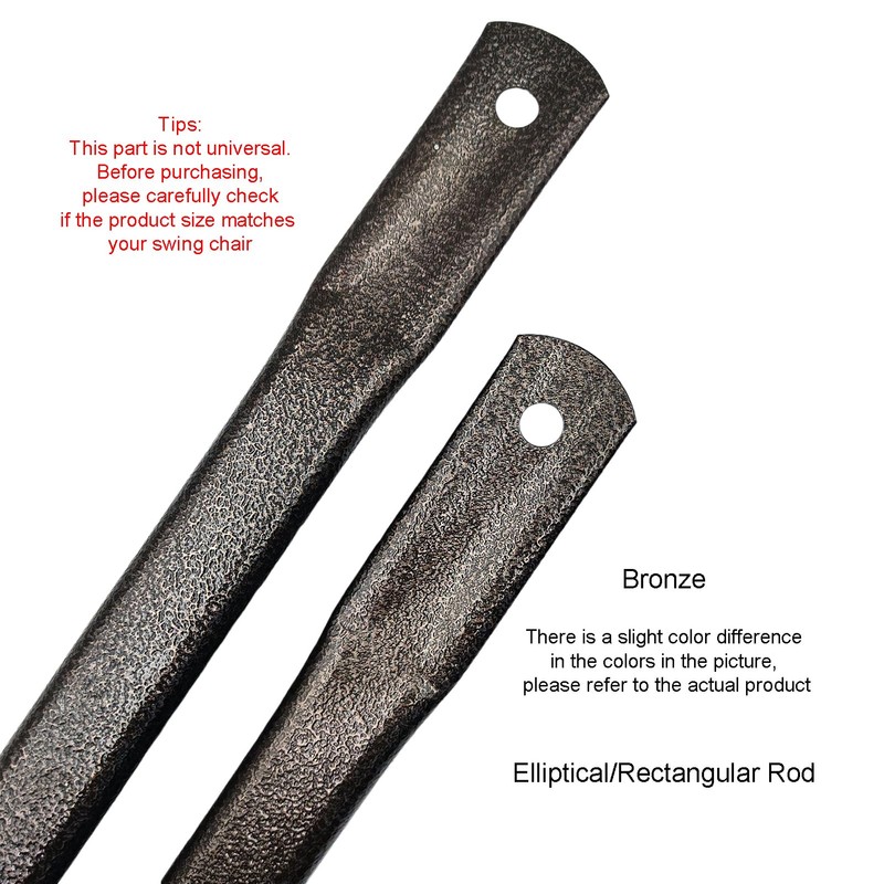 Timyrimy 85cm/33.5inch Garden Swing Replacement Bars, Bronze Metal Elliptical/Rectangular Rods