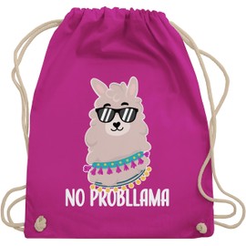 Shirtracer - Gym Bag Backpack - Sayings Statement - No Probllama - White, 01 Fuchsia
