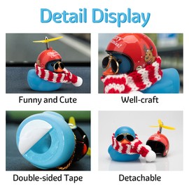 wonuu Rubber Duck Toy Car Decoration Ornaments Duck Car Dashboard Decorations Cool Glasses Duck with Propeller Helmet (Blue-Merry Christmas)