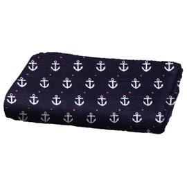 ABSTRACT Solid Luxurious Bath Towels – 100% Natural Cotton Towel Set – Super Absorbent Towels for Bathroom – 27” x 54” Chambray Blue and 29" x 54" Jacquard Anchor Design – 2 Pack