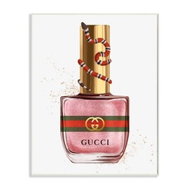 Stupell Industries Makeup Nail Polish Pink Gold Snake Fashion, Design by Artist Ziwei Li Wall Art, 10 x 15, Wood Plaque