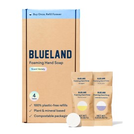 BLUELAND Foaming Hand Soap Refill Tablets, 4-Pack, Variety Scents, Eco Friendly Cleaning Products, 4 x 9 Fl oz