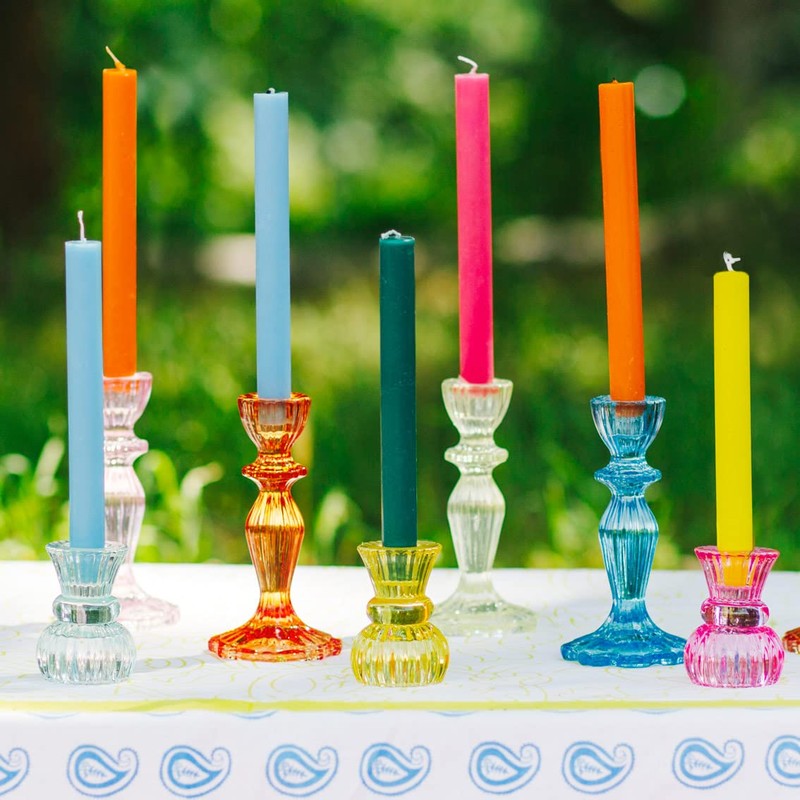 Talking Tables Boho Orange Glass Candlestick Holder, One Size,Glass Candle