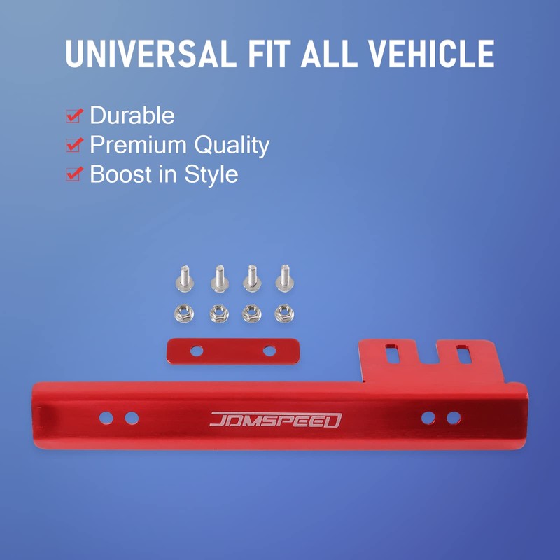 JDMSPEED Universal Red Front Bumper License Plate Mount Bracket Relocator
