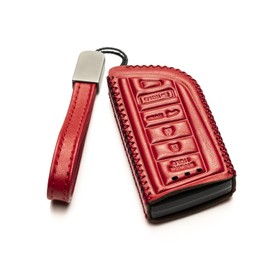 Vitodeco Genuine Leather Smart Key Fob Case with Leather Key Strap Compatible for Acura MDX, Acura RDX 2022 -2025, Acura Integra 2023 - 2025 (5-Button, Red)