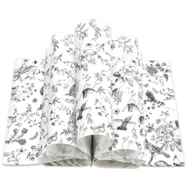 JarThenaAMCS 150Pcs Black Floral Wax Paper Bird Flower Deli Wrap Sandwich Wrap Tissue Oil-Proof Picnic Liners for Party Kitchen Supplies, 9.8 x 8.3 Inch