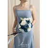 Ling's Moment Dsuty Blue Bridal Bouquet for Bride, Navy Blue