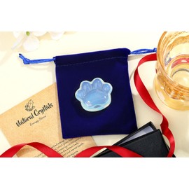 YATOJUZI 1.5" Opal Opalite Cat Crystals and Healing Stones Moonstone Crystal Worry Stones for Anxiety Relief Items Gemstones Stress Relief Loss of Cat Sympathy Gifts for Women Cat Lovers