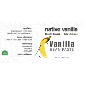 Vanilla Bean Paste - Native Vanilla - All Natural Pure Vanilla Bean Paste - Made with Organic Agave Syrup - For Cooking, Baking & Desserts - 100% Vegan & Kosher - Non-GMO & Gluten-Free - 4 oz (Pack of 2)