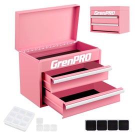 Mini Tool Box Metal with Drawers, Miniature Tiny Steel Tool Box, Mini Toolbox with PVC Liners and PP Feet Pads, Free Storage Containers & Tool Chest