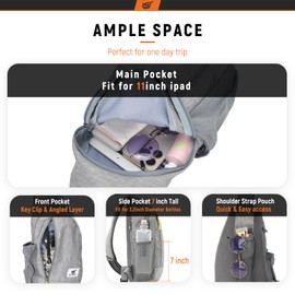 SKYSPER Sling Bag RFID Crossbody Sling Backpack Cross Body Shoulder Travel Bag Hiking Daypack for Women Men(Darkgrey)