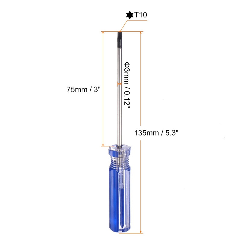 HARFINGTON 5pcs Magnetic Torx Screwdriver 75mm Length T10 Carbon Steel