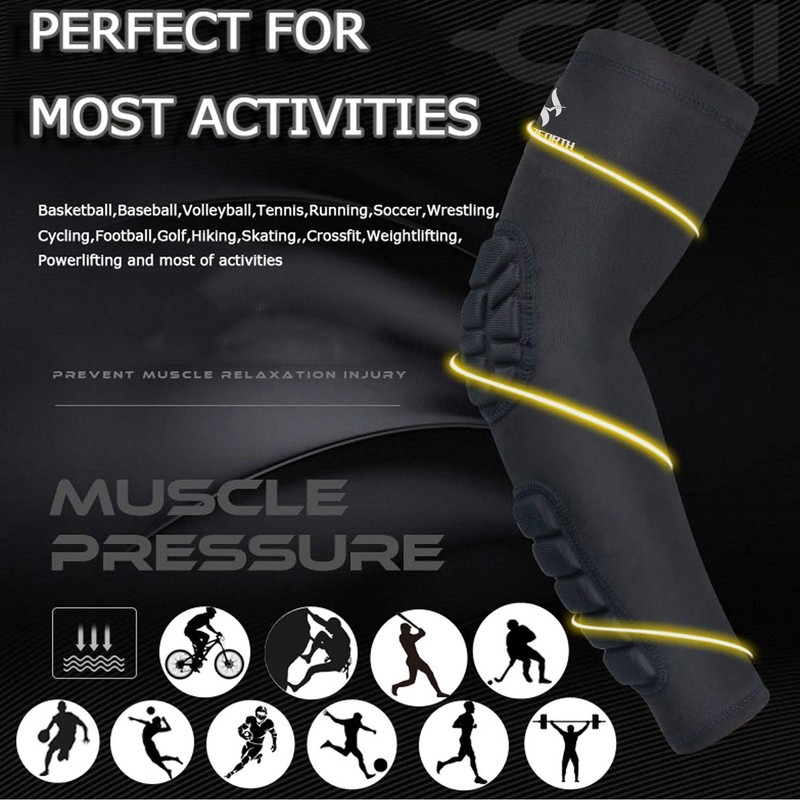 HOPEFORTH 2PCS Padded Elbow Forearm Sleeves Compression Arm Protective Support