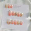 Peach Ice Stone Handmade Nail Tips - Long Oval /