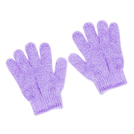 Mikinona Exfoliating Bath Gloves Seamless Shower Mitts for Body Scrub Candy Color Purple Textured Design for Dead Skin Removal Fits for Daily Use