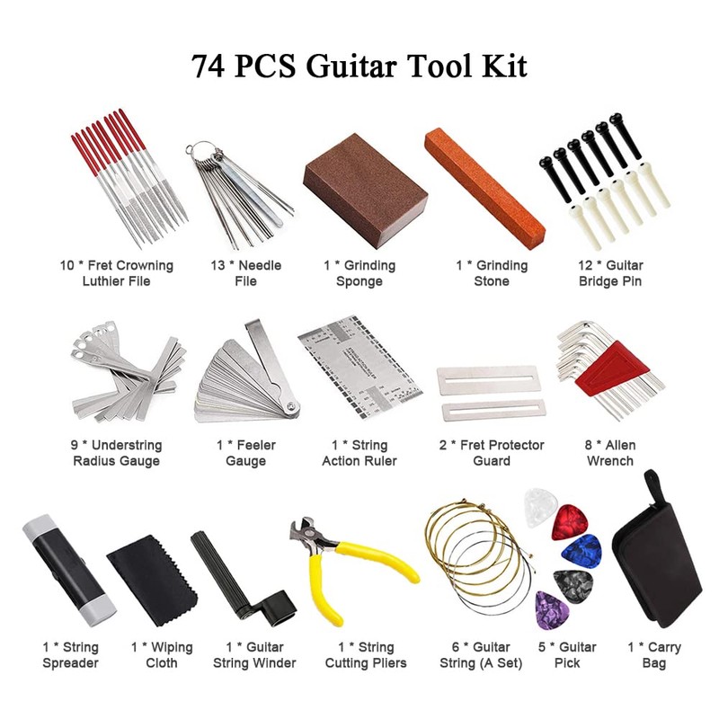 74 PCS Guitar Tool Kit with Carry Bag, Repair Maintenance
