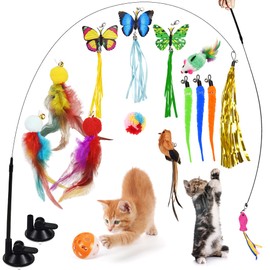 Pack of 19 Cat Toys Interactive for Indoor Cats Kittens Cat Feather Toy Pet Teaser Wall for Indoor Cats Intelligence Toy Adult to Keep Cat from Always Boring